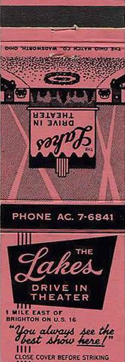 Lakes Drive-In Theatre - Matchbook (newer photo)